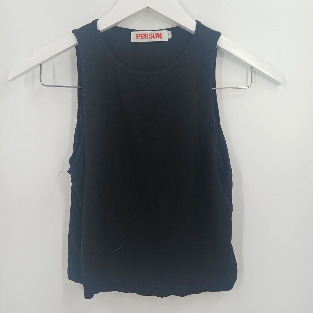 womens persun size small black tank top summer crop top blouse shirt basic